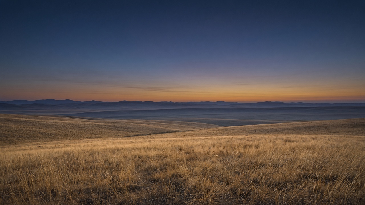 Abstract geometric work inspired by the steppe horizon and golden thread